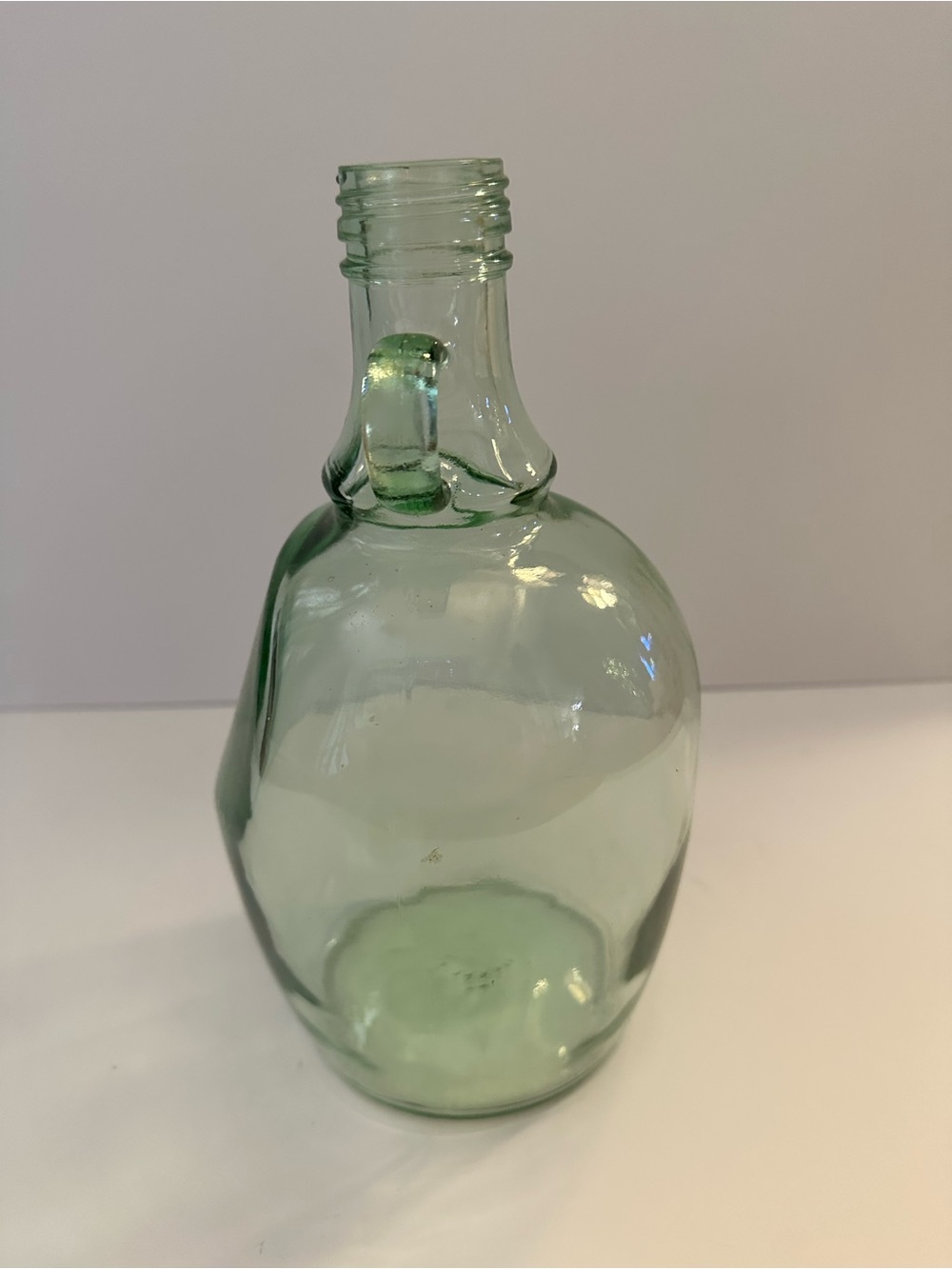 Vintage Light Green Glass Bottle - Decorative Accent